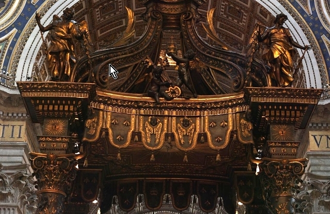 Sonnenabbilder am Papstaltar, Petersdom, Rom